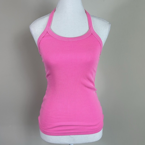 aerie Tops - Aerie Halter Ribbed Vibrant Pink Top Size Small